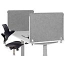 Desk acoustic partition BE Safety Screen side panel, without window, thickness 10 mm, W 800 x D 20 mm, light gray
