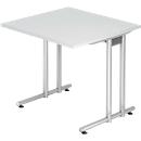 Desk JENA, C-leg, rectangular, W 800 x D 800 x H 720 mm, silver aluminium frame, luminous grey, with C-leg, rectangular, W 800 x D 800 x H 720 mm, silver aluminium frame, luminous grey