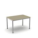 Desk NEVADA, 4-leg, rectangle, round tube, W 1200 x D 800 x H 720 mm, maple/alus silver