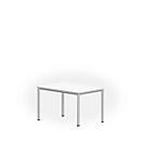 Desk NEVADA, 4 legs, rectangular, round tube, W 1200 x D 800 x H 740 mm, white/silver aluminium