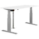 Desk NEVADA, electrically height adjustable, rectangle, T-foot, W 1600 x D 800 x H 640-1300 mm, white/white aluminum RAL 9006