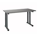 Desk Set Up, rectangular, C-foot, W 1300 x D 650 x H 685-820 mm, graphite grey/graphite grey
