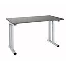 Desk Set Up, rectangular, C-foot, W 1300 x D 650 x H 685-820 mm, graphite grey/white aluminium