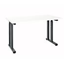 Desk Set Up, rectangular, C-foot, W 1300 x D 650 x H 685-820 mm, white/graphite grey