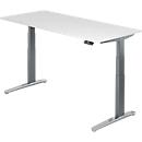 Desk TOPAS LINE, electrically height adjustable, C-foot, W 1800 x D 800 x H 650-1300 mm, white/graphite + memory switch, cable duct
