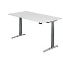 Desk TOPAS LINE, electrically height adjustable, C-foot, W 2000 x D 1000 x H 650-1300 mm, white/graphite + memory switch, cable duct