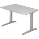Desk TOPAS LINE, manually height adjustable, W 1200 mm, light grey/silver/silver