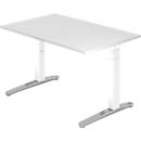 Desk TOPAS LINE, manually height-adjustable, W 1200 mm, white/white/polished aluminium