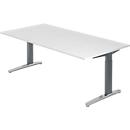 Desk TOPAS LINE, manually height-adjustable, W 2000 mm, white/graphite/polished aluminium