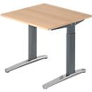 Desk TOPAS LINE, manually height-adjustable, W 800 mm, oak/graphite/polished aluminium