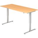 Desk Ulm, electr. height-adjustable, T-leg, W 1800 mm, beech finish