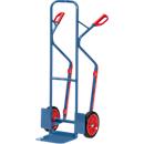 Diable en fils en acier, jusqu'à 300 kg, H 1300 mm, pneus en caoutchouc solide, bleu