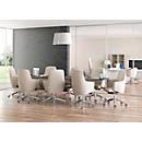 Directiestoel met halfhoge rugleuning OPERA, met armleuningen, synchroonmechanisme, vlakke comfortzitting, stof, lichtbeige