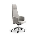 Directiestoel met hoge rugleuning OPERA, met armleuningen, synchroonmechanisme, vlakke comfortzitting, bekleding met stof FENICE, lichtgrijs