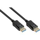DisplayPort 2.0 kabel Goede verbindingen, tot 8K, tot 54 Gbit/s, koperdraden, vergrendelingsbeveiliging, lengte 0,5 m, zwart