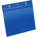 Document pockets with wire clip, W 297 x H 210 mm (DIN A4 landscape), 50 pieces, blue