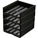 Document tray, DIN A4, plastic, 4 pcs., black