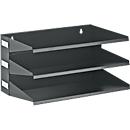 Document Tray, DIN A4, steel, 3 compartments, black