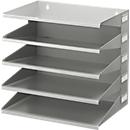 Document Tray, DIN A4, steel, 5 compartments, luminous grey
