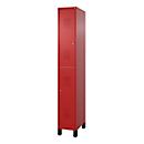 Doppelstöckiger Feuerwehrspind C+P Flexo White, 1 Abteil mit 2 Fächern, Füße, B 300 x T 500 x H 1950 mm, RAL 3000 Feuerrot/RAL 7021 Schwarzgrau