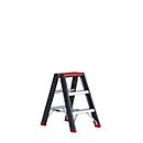 Doppelstufenstehleiter Professional Topline, Aluminium, 2x3 Stufen, schwarz