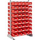 Double-sided shelf support, W 1130 x D 700 x H 1885 mm, 90 x 7.5 l, red