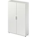 Draaideurkast TETRIS WOOD – B 1200 x D 421 x H 1910 mm (hoogte inclusief glijders) – 5 OH - lichtgrijs – ons merk Schäfer Shop Genius