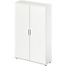 Draaideurkast TETRIS WOOD – B 1200 x D 421 x H 1910 mm (hoogte inclusief glijders) – 5 OH - wit – ons merk Schäfer Shop Genius