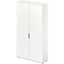 Draaideurkast TETRIS WOOD – B 1200 x D 421 x H 2270 mm (hoogte inclusief glijders) – 6 OH - wit – ons merk Schäfer Shop Genius