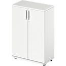 Draaideurkast TETRIS WOOD – B 800 x D 421 x H 1160 mm (hoogte inclusief glijders) – 3 OH - wit – ons merk Schäfer Shop Genius