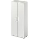 Draaideurkast TETRIS WOOD – B 800 x D 421 x H 1910 mm (hoogte inclusief glijders) – 5 OH - lichtgrijs – ons merk Schäfer Shop Genius