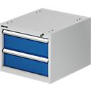 Drawer base for modular workbench, type 2, 2 drawers, light gray RAL 7035/enzian blue RAL 5010