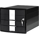 Drawer box HAN Impuls 2.0, size A4, 3 closed drawers, stackable, lockable, black