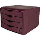 Drawer box Helit The Green Chameleon, 4 drawers with pull-out lock, A4 format, stackable, red