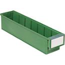 Drawer box TRESTON BiOX 4010, 1.9 l, temperature &amp; chemical resistant, label &amp; protective shield, W 92 x D 400 x H 82 mm, bioplastic, green