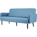 Dreisitzer Sofa meet® by Paperflow LISBOA, desinfektionsmittelbeständiger Kunstlederbezug blau, Fußgestell schwarz, B 1590 x T 550 x H 430 mm