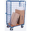 Driewandwagen, staal/MDF-plaat, decor gentiaanblauw/beuken, L 1000 x B 700 mm, max. belasting 1525 mm, inhaakbare zijwand, EasySTOP, tot 500 kg