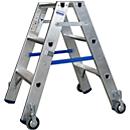 Dubbele trapladder van aluminium met wielen, 2 x 3 treden