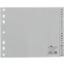 Durable plastic register, DIN A4 landscape half format, letters A-Z (20 compartments), gray