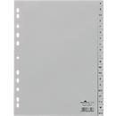 Durable plastic register, DIN A4 portrait, letters A-Z (20 compartments), gray