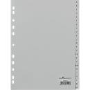 Durable plastic register, DIN A4 portrait, letters A-Z (24 compartments), gray