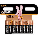Duracell Alkaline Batterie Plus Extra Life, Mignon AA, LR06, 1,5 V, im Retail Blister, 16 Stück