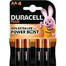 DURACELL® batterijen Plus, Mignon AA, 1,5 V, 4 stuks