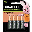 DURACELL® oplaadbare batterij Mignon AA, 2400 mAH, 4 stuks