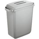 Duurzame Durabin Eco afvalbak, 60 L, met deksel, 2 draaggrepen, B 590 x D 282 x H 600 mm, gerecycled kunststof in Blaue Engel kwaliteit, grijs