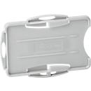 Duurzame Eco badgehouder, voor 2 kaarten, 10 stuks, staand of liggend formaat, B 54 x H 87 mm, gerecycled kunststof, grijs