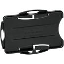 Duurzame Eco badgehouder, voor 2 kaarten, 10 stuks, staand of liggend formaat, B 54 x H 87 mm, gerecycled plastic, zwart