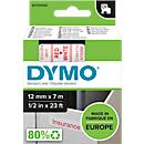 DYMO® Cassette de ruban D1 45015,12 mm de large, blanc/rouge