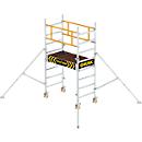 Echafaudage roulant Munk FlexxTower, tube rond en aluminium, montage sans outils, stabilisateurs triangulaires pliables, certifié GS, classe de charge 3, H 1,10 m