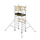 Echafaudage roulant Munk FlexxTower, tube rond en aluminium, montage sans outils, stabilisateurs triangulaires pliables, certifié GS, classe de charge 3, H 2,10 m